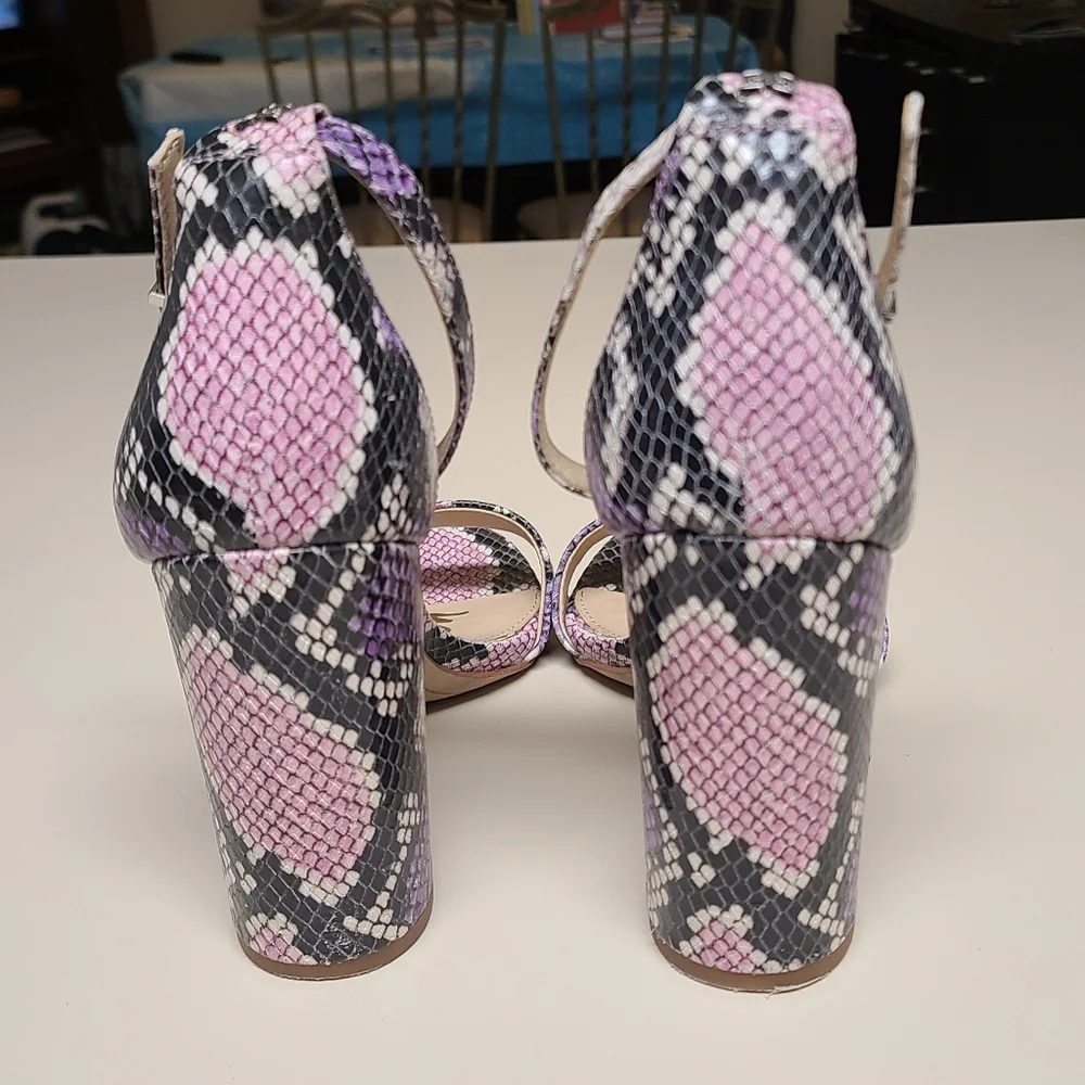Sam Edelman Yaro snakeskin leather block heel sandals size 7 - Picture 7 of 12